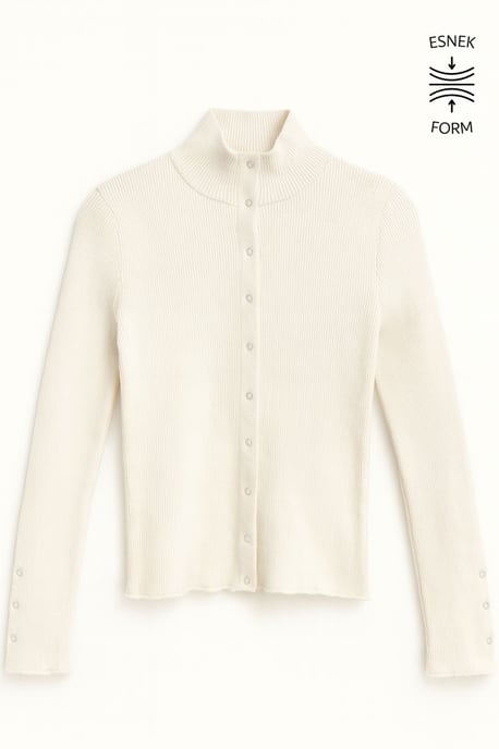Slim Fit Half Turtleneck Cardigan with Button Closure - Image 5
