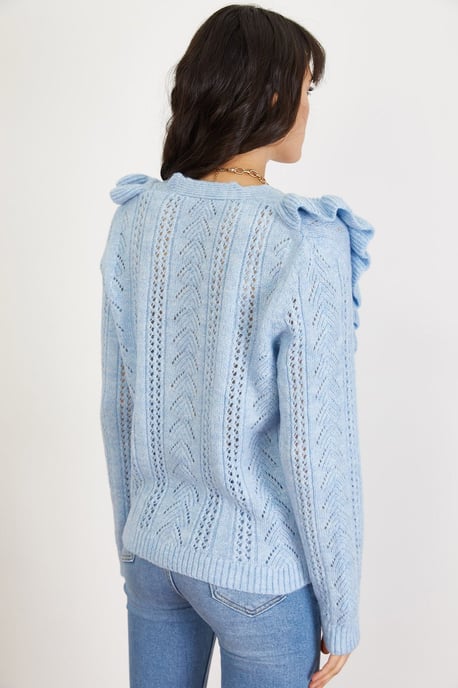 Buttoned Jacquard Patterned Long Sleeve Cardigan - Image 2
