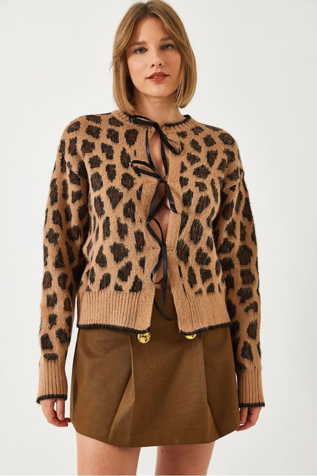 Leopardprint Breipulli met Pompom - Image 2