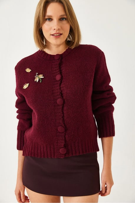 Getextureerde Brei Cardigan met Pompom - Image 2