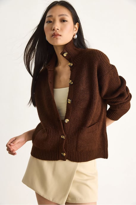 Texturerad Stickad Långärmad Cardigan - Image 3