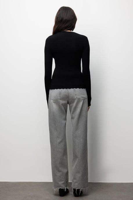 Ribbad stickad knäppfrist cardigan - Image 4