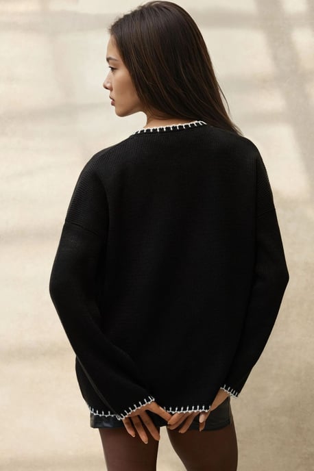 Stitch Detailed Long Knit Cardigan - Image 4