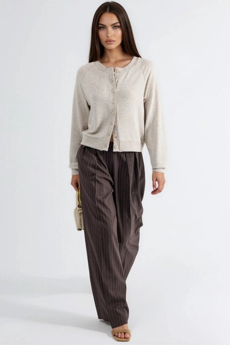 Crew Neck Buttoned Cardigan - Image 5