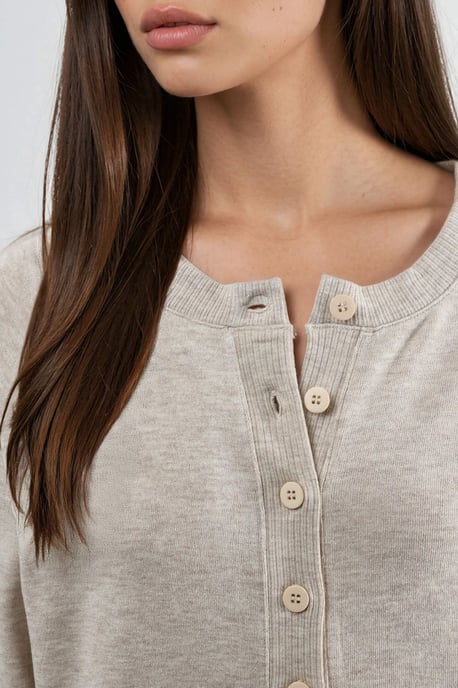 Crew Neck Buttoned Cardigan - Image 6