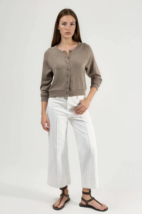 Crew Neck Buttoned Cardigan - Image 4
