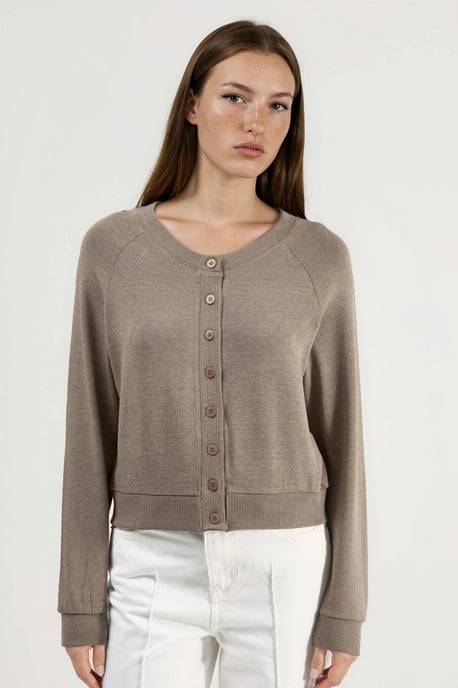 Crew Neck Buttoned Cardigan - Image 6