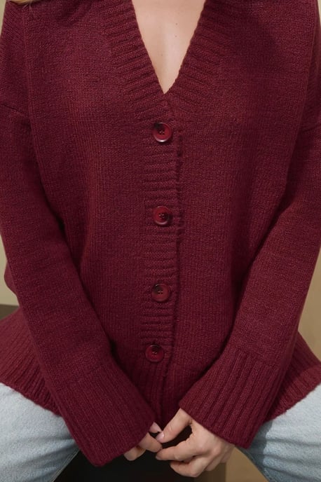 Tjock V-ringad stickad cardigan - Image 2