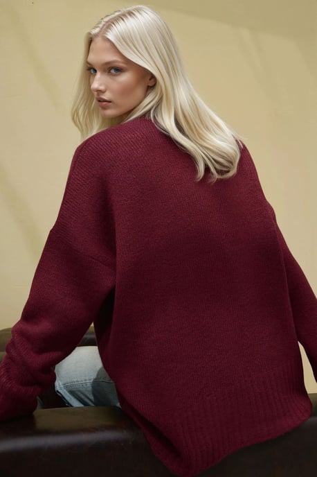 Tjock V-ringad stickad cardigan - Image 3