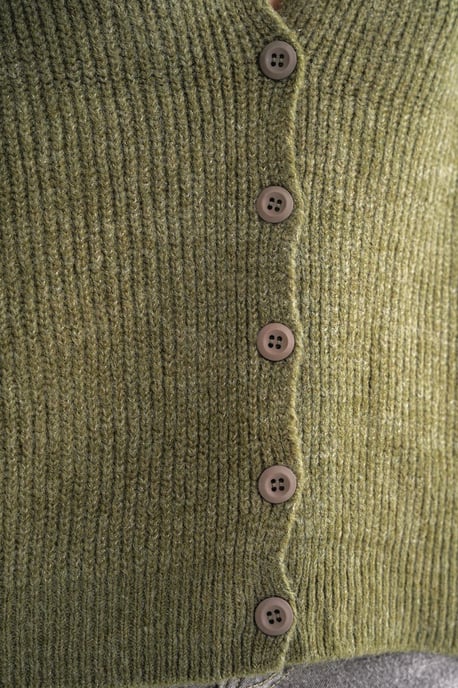 Gestructureerde V-hals Knopen Cardigan - Image 6