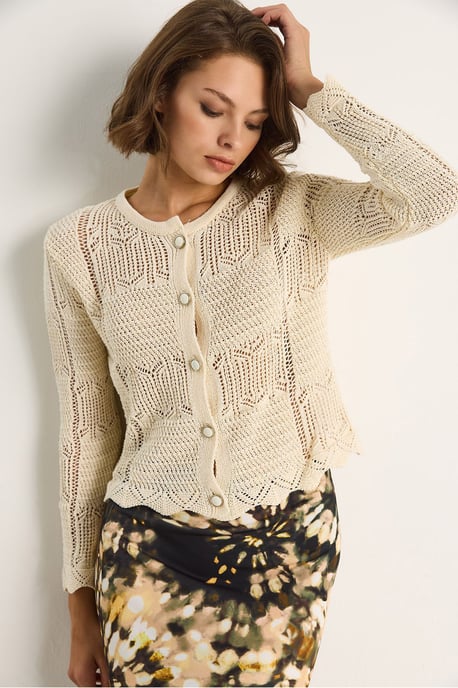 Dunne Gebreide Cardigan met Knopen Sluiting - Image 5