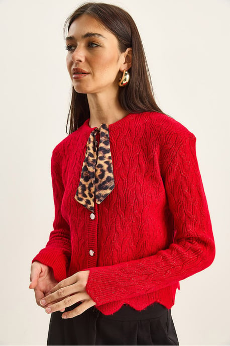 Texturerad Stickad Tröja Cardigan - Image 3