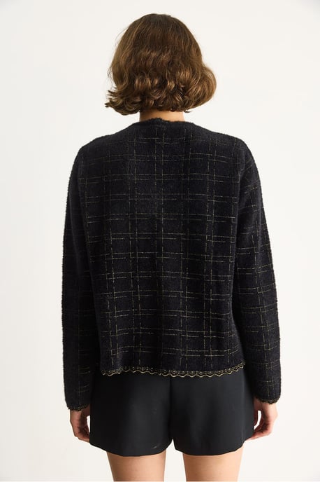 Texturerad Jacquard Knapp-up Cardigan - Image 6