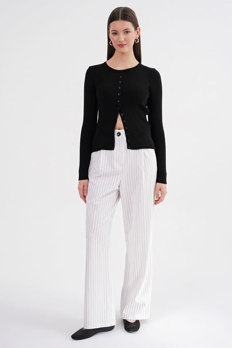 Geknoopte Slim Fit Verstevigde Brei Cardigan - Image 2