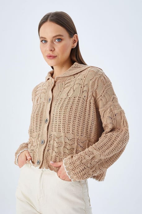Texturerad stickad cardigan med knappstängning - Image 2