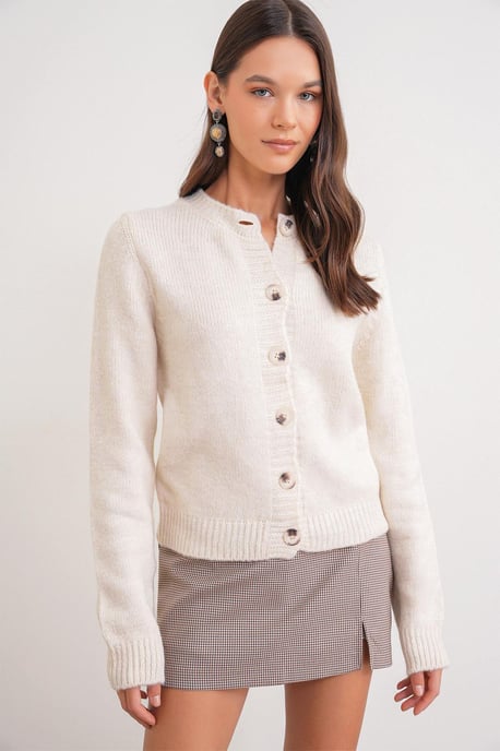 Ribbed Knit Button Cardigan - Image 1
