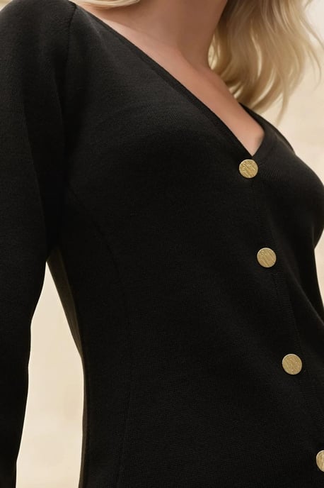 Tajt V-ringad Knap cardigan - Image 3