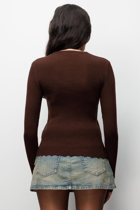 Geribbelde Gebreide Geknoopte Cardigan - Image 5