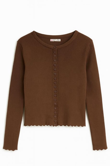 Geribbelde Gebreide Geknoopte Cardigan - Image 6