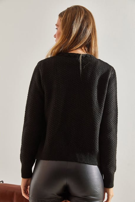 Texturerad stickad cardigan med knappstängning - Image 2