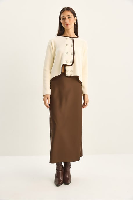 Ribbstickad Knapp-up Cardigan - Image 3