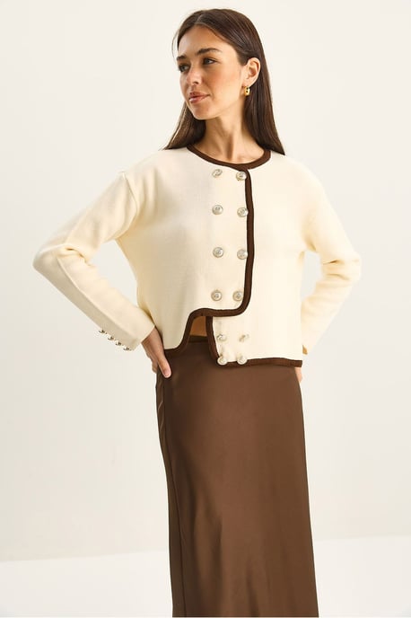 Ribbstickad Knapp-up Cardigan - Image 4