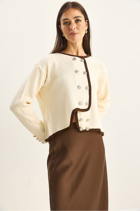 Ribbstickad Knapp-up Cardigan - Image 5