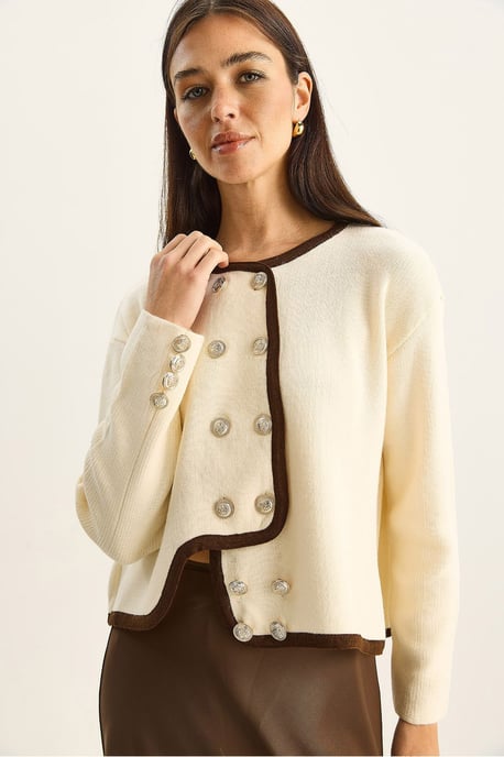 Ribbstickad Knapp-up Cardigan - Image 6