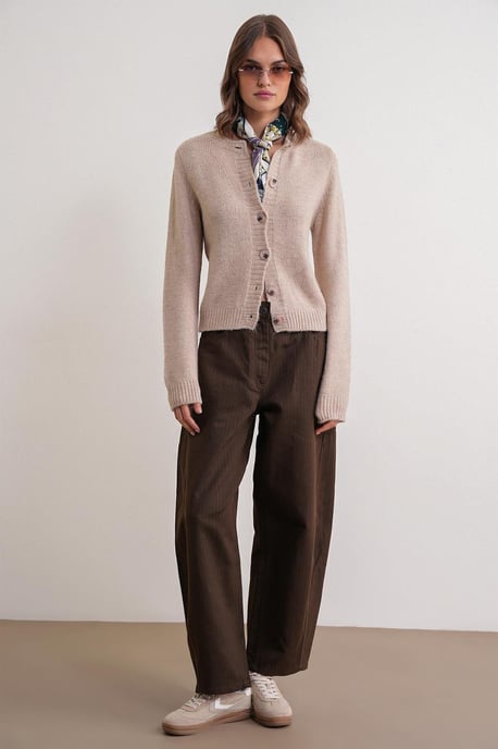 Geribbelde Brei Knopen Cardigan - Image 2