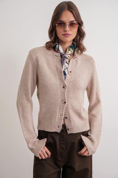 Geribbelde Brei Knopen Cardigan - Image 3