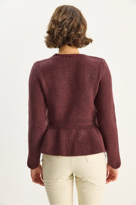 Geribde Lange Mouwen V-Hals Cardigan met Knopen - Image 6