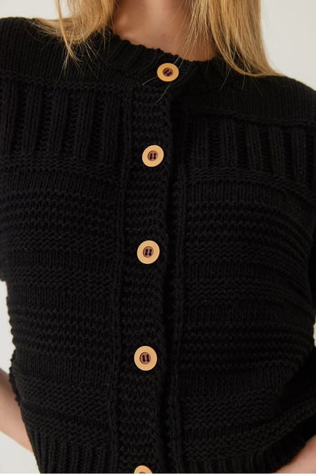 Buttoned Cardigan with Crew Neck - Image 5