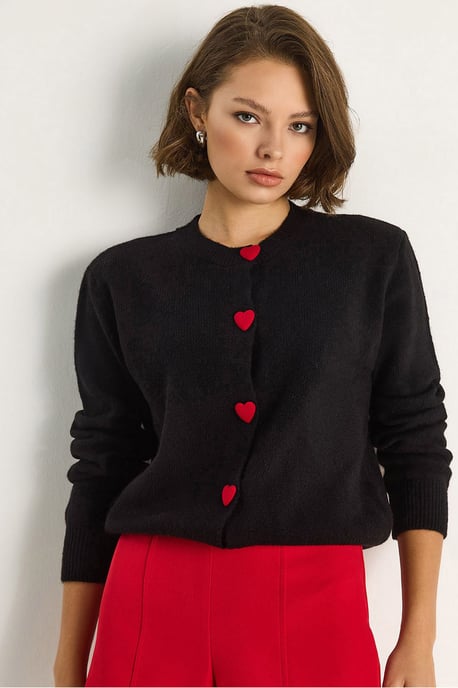 Heart Buttoned Cardigan - Image 1