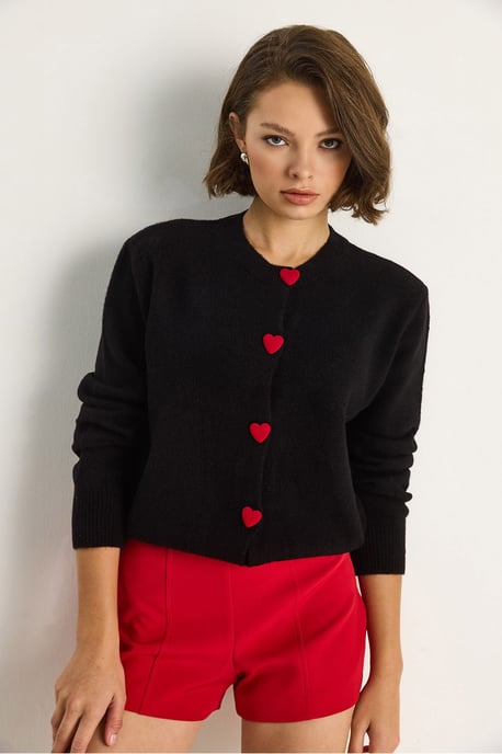 Heart Buttoned Cardigan - Image 2