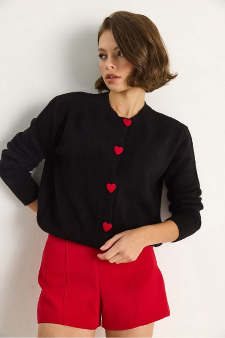 Heart Buttoned Cardigan - Image 3