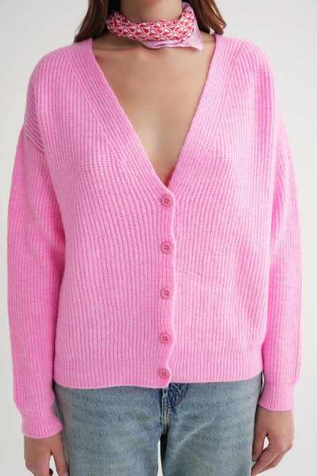 Geweven V-hals Knopen Cardigan - Image 5