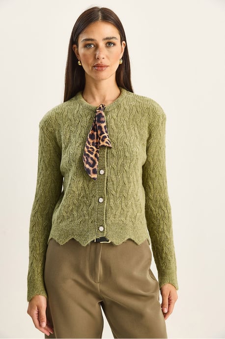 Texturerad Stickad Cardigan - Image 2