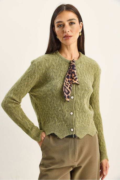 Texturerad Stickad Cardigan - Image 3