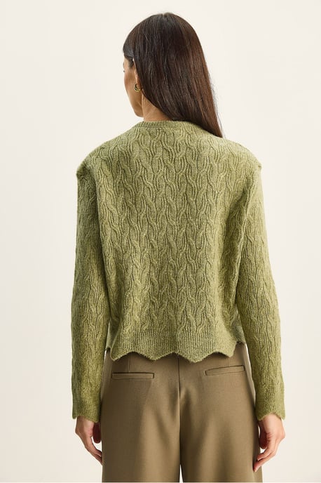 Texturerad Stickad Cardigan - Image 6