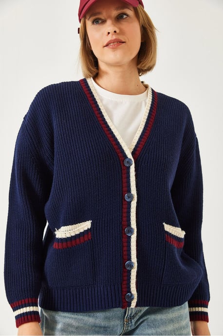 Patroon V-hals Geribbeld Vest met Zakken - Image 4