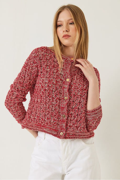 Geweven Crop Cardigan met Knopen Sluiting - Image 3