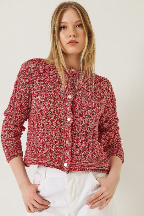Geweven Crop Cardigan met Knopen Sluiting - Image 4