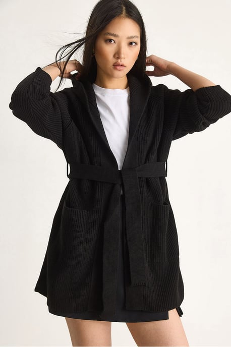 Hooded Cardigan med knytning - Image 1