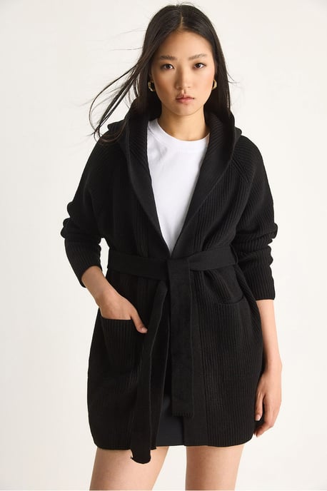 Hooded Cardigan med knytning - Image 4
