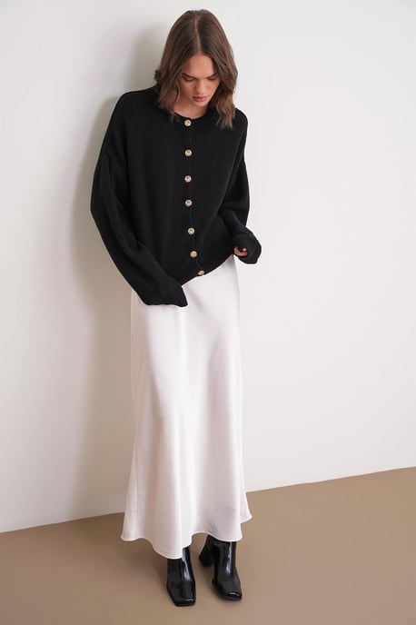 Buttoned Ribbed Knit Cardigan - Image 2