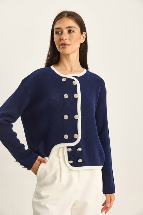 Ribbstickad Knapp-up Cardigan - Image 2