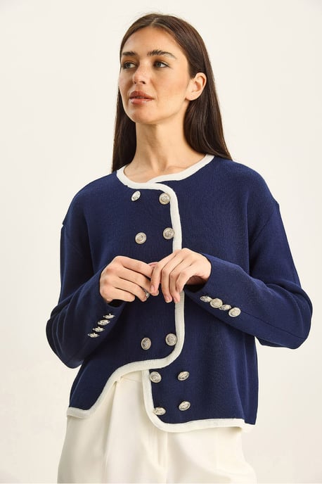 Ribbstickad Knapp-up Cardigan - Image 3