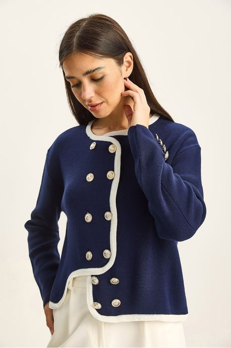 Ribbstickad Knapp-up Cardigan - Image 4