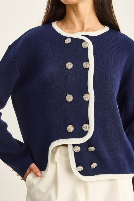 Ribbstickad Knapp-up Cardigan - Image 6
