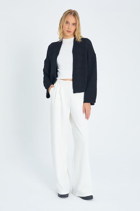 V-ringad ribbad stickad cardigan - Image 2